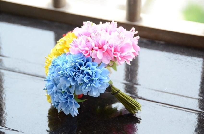 6 pcs Soie Étamine Fleur Artificielle Bouquet Mariage Fête Décoration Couronne Faite Main Cadeau Scrapbooking Artisanat Faux Fleurs