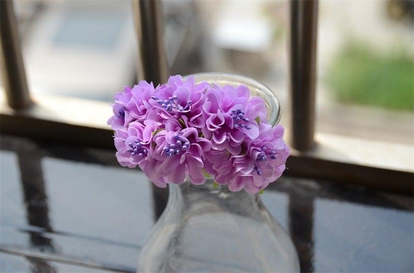 6 pcs Soie Étamine Fleur Artificielle Bouquet Mariage Fête Décoration Couronne Faite Main Cadeau Scrapbooking Artisanat Faux Fleurs