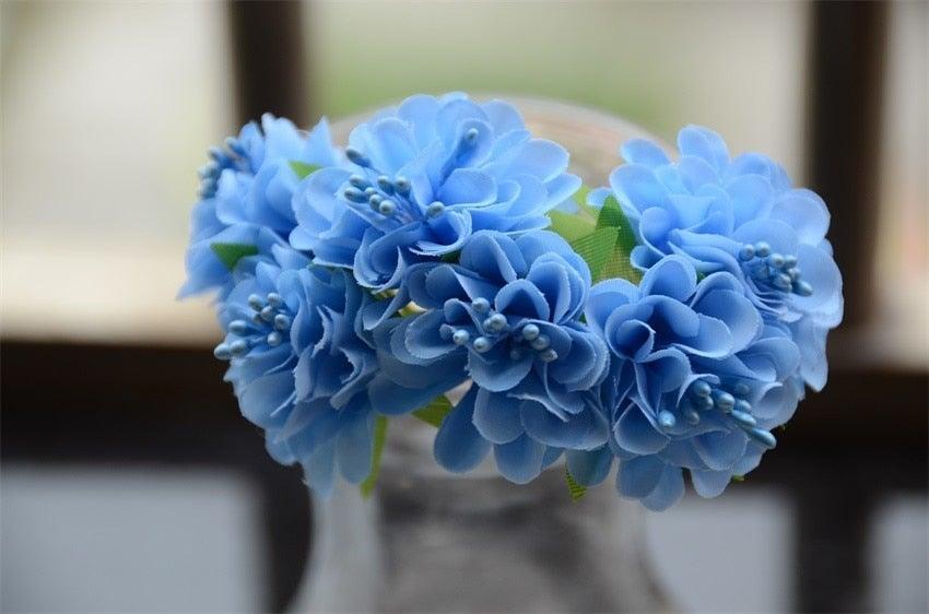 6 pcs Soie Étamine Fleur Artificielle Bouquet Mariage Fête Décoration Couronne Faite Main Cadeau Scrapbooking Artisanat Faux Fleurs