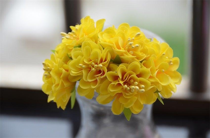 6 pcs Soie Étamine Fleur Artificielle Bouquet Mariage Fête Décoration Couronne Faite Main Cadeau Scrapbooking Artisanat Faux Fleurs