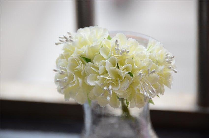 6 pcs Soie Étamine Fleur Artificielle Bouquet Mariage Fête Décoration Couronne Faite Main Cadeau Scrapbooking Artisanat Faux Fleurs