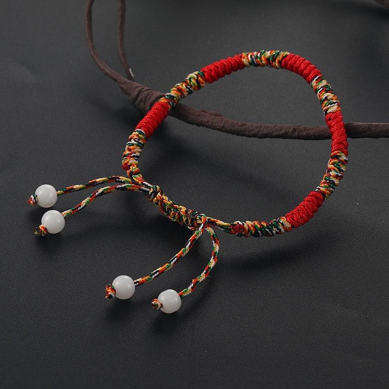 6 pièces/ensemble Bracelets faits à la main Tressés Corde Rouge Noir 7 Nœuds Bijoux Porte-Bonheur Bracelet Protection Amitié Confortable Rouge Bracelet Petits Yeux Pour Enfants
