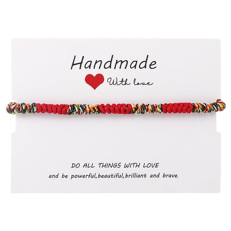 6 pièces/ensemble Bracelets faits à la main Tressés Corde Rouge Noir 7 Nœuds Bijoux Porte-Bonheur Bracelet Protection Amitié Confortable Rouge Bracelet Petits Yeux Pour Enfants