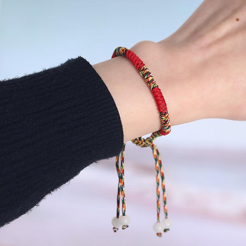 6 pièces/ensemble Bracelets faits à la main Tressés Corde Rouge Noir 7 Nœuds Bijoux Porte-Bonheur Bracelet Protection Amitié Confortable Rouge Bracelet Petits Yeux Pour Enfants