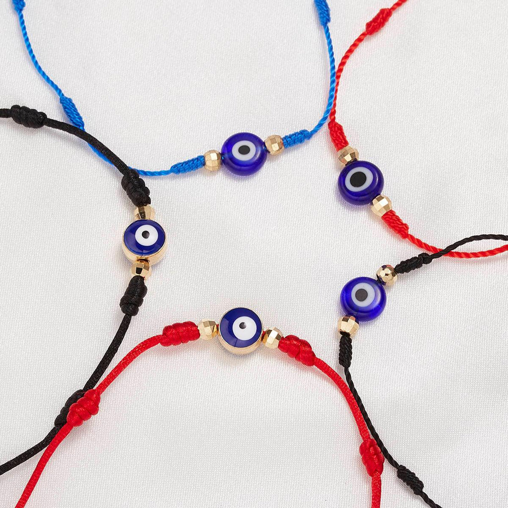 6 pièces/ensemble Bracelets faits à la main Tressés Corde Rouge Noir 7 Nœuds Bijoux Porte-Bonheur Bracelet Protection Amitié Confortable Rouge Bracelet Petits Yeux Pour Enfants