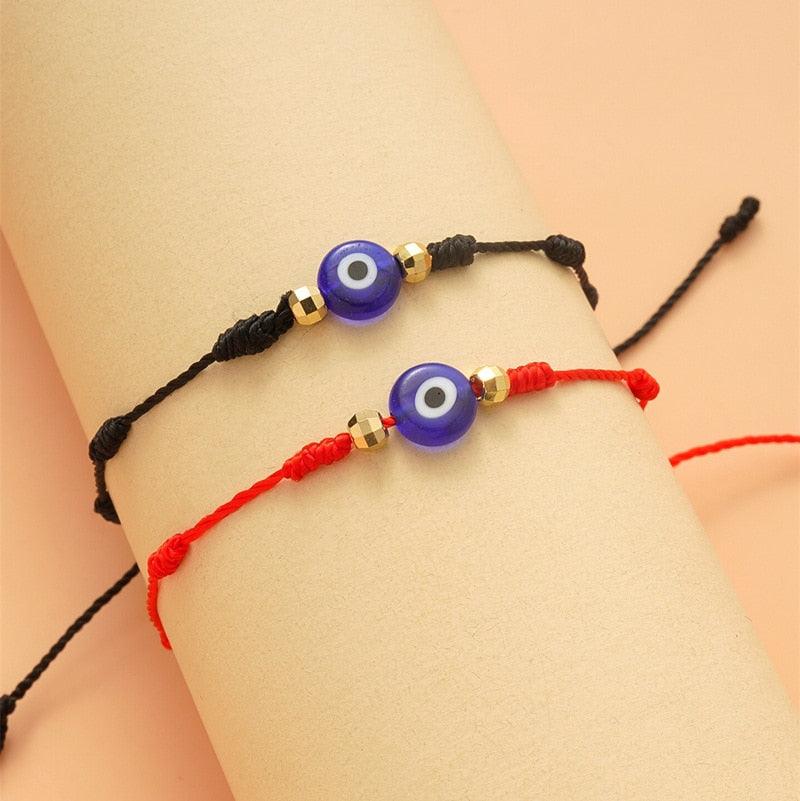 6 pièces/ensemble Bracelets faits à la main Tressés Corde Rouge Noir 7 Nœuds Bijoux Porte-Bonheur Bracelet Protection Amitié Confortable Rouge Bracelet Petits Yeux Pour Enfants