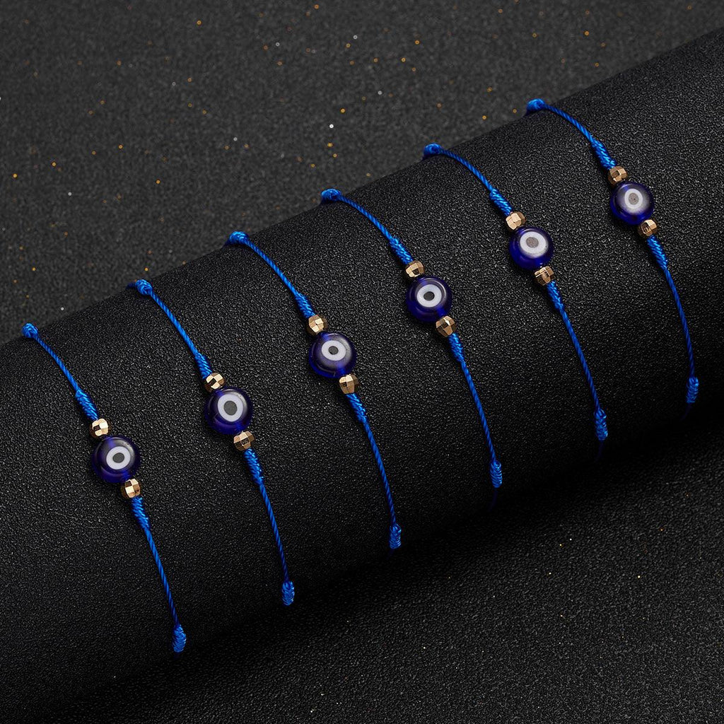 6 pièces/ensemble Bracelets faits à la main Tressés Corde Rouge Noir 7 Nœuds Bijoux Porte-Bonheur Bracelet Protection Amitié Confortable Rouge Bracelet Petits Yeux Pour Enfants