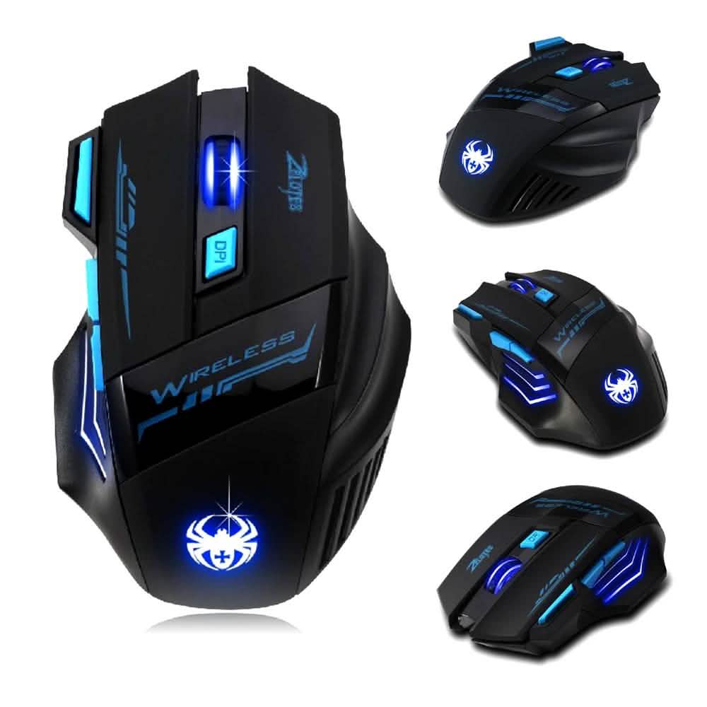 Souris de jeu optique sans fil à LED à 7 boutons