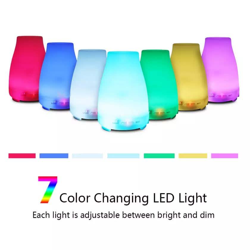Diffuseur et humidificateur d'arômes d'huiles essentielles ultrasoniques 200ML avec 7 lumières LED et télécommande