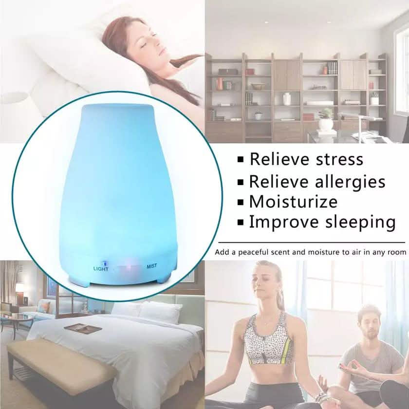 Diffuseur et humidificateur d'arômes d'huiles essentielles ultrasoniques 200ML avec 7 lumières LED et télécommande