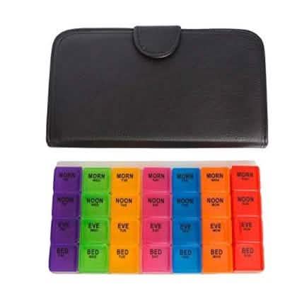 Pilulier hebdomadaire extra large avec jolie trousse de voyage