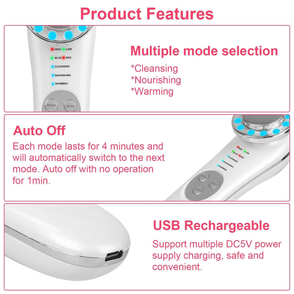 Appareil de massage facial 7 en 1 à ultrasons haute fréquence pour lifting du visage