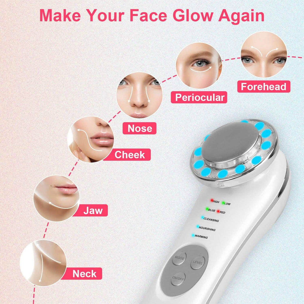 Appareil de massage facial 7 en 1 à ultrasons haute fréquence pour lifting du visage