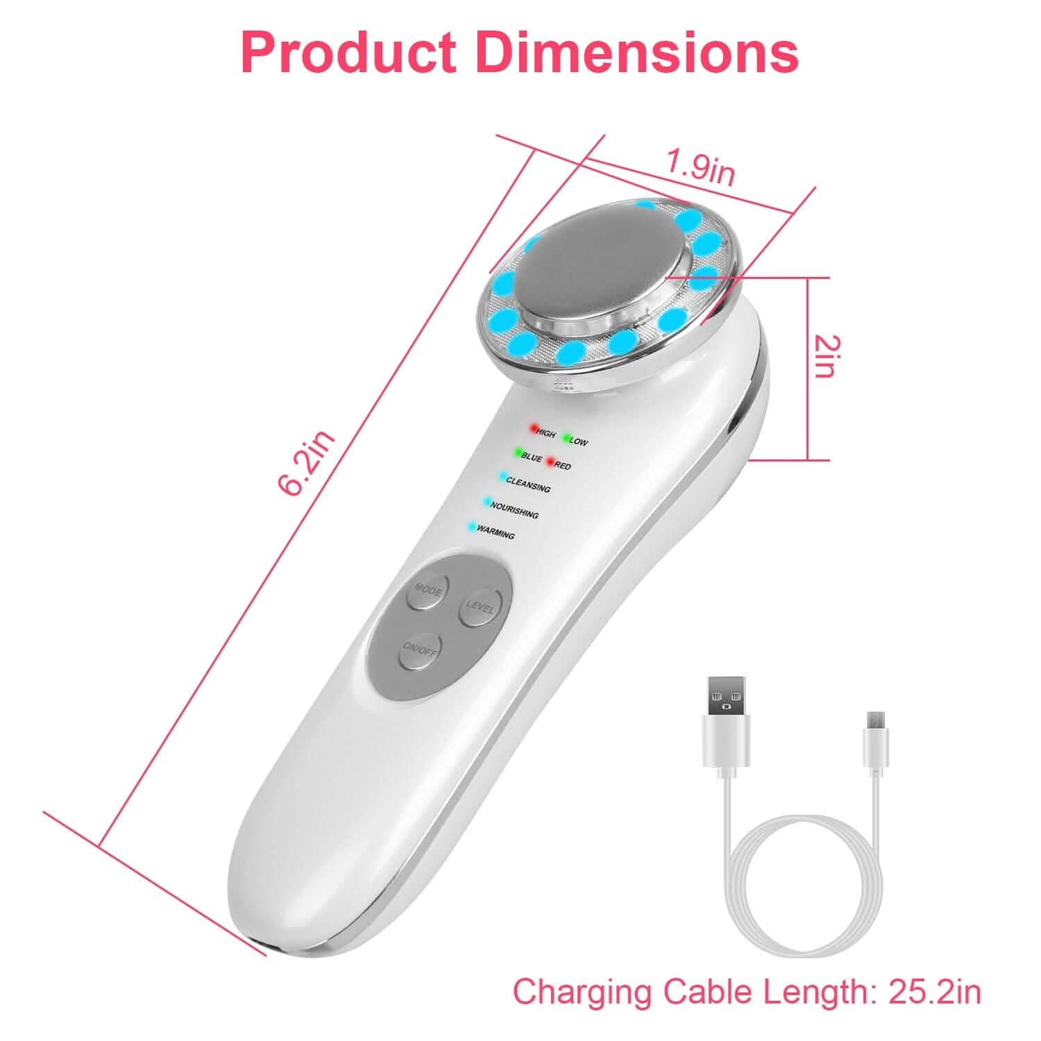 Appareil de massage facial 7 en 1 à ultrasons haute fréquence pour lifting du visage
