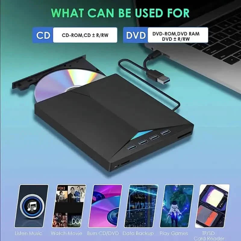 Lecteur CD/DVD externe portable 7-en-1