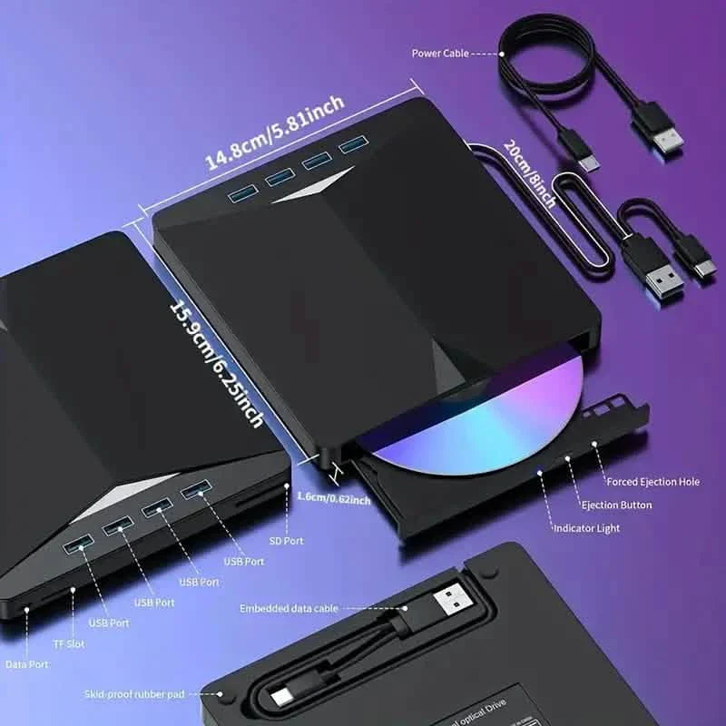 Lecteur CD/DVD externe portable 7-en-1
