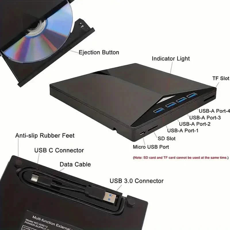 Lecteur CD/DVD externe portable 7-en-1