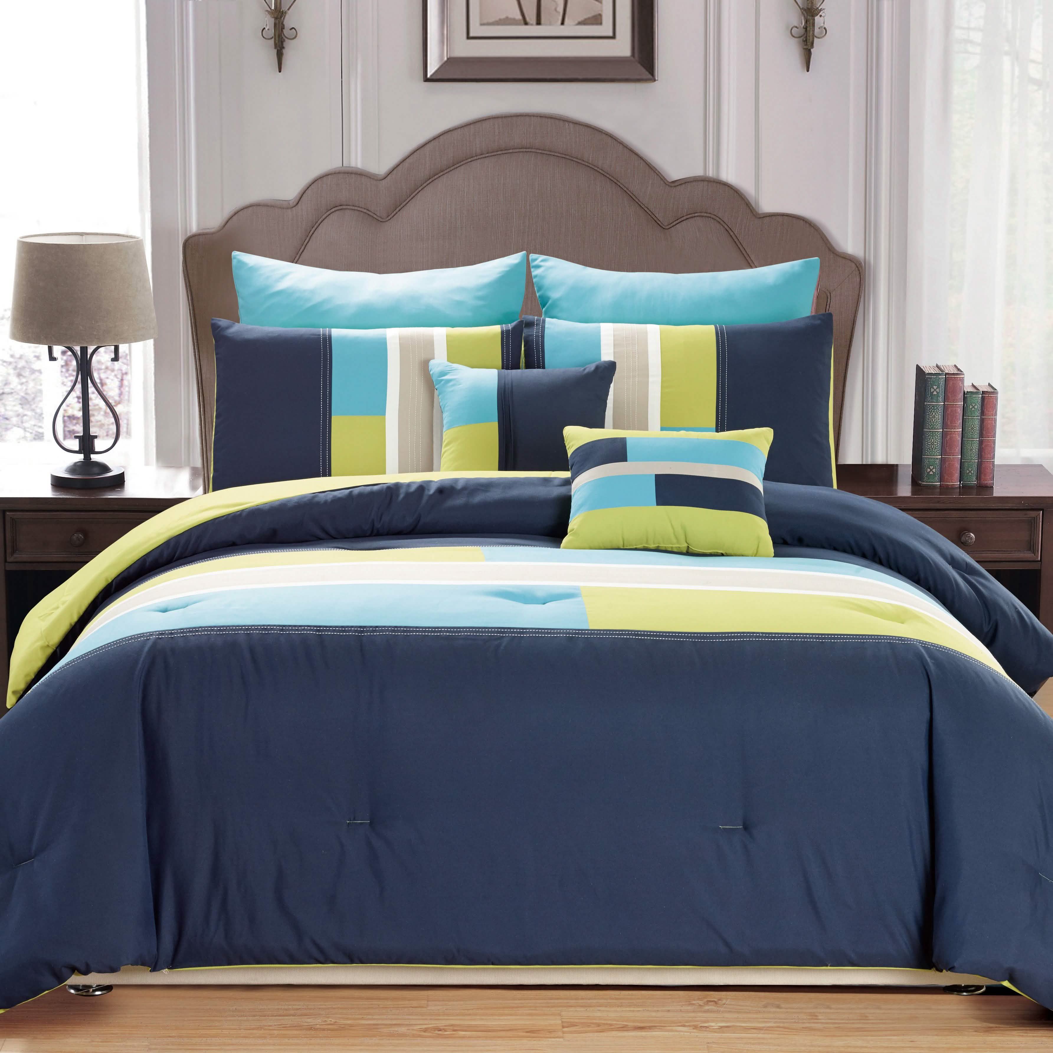 7 pièces : Ensemble de couette Queen de luxe avec bordure