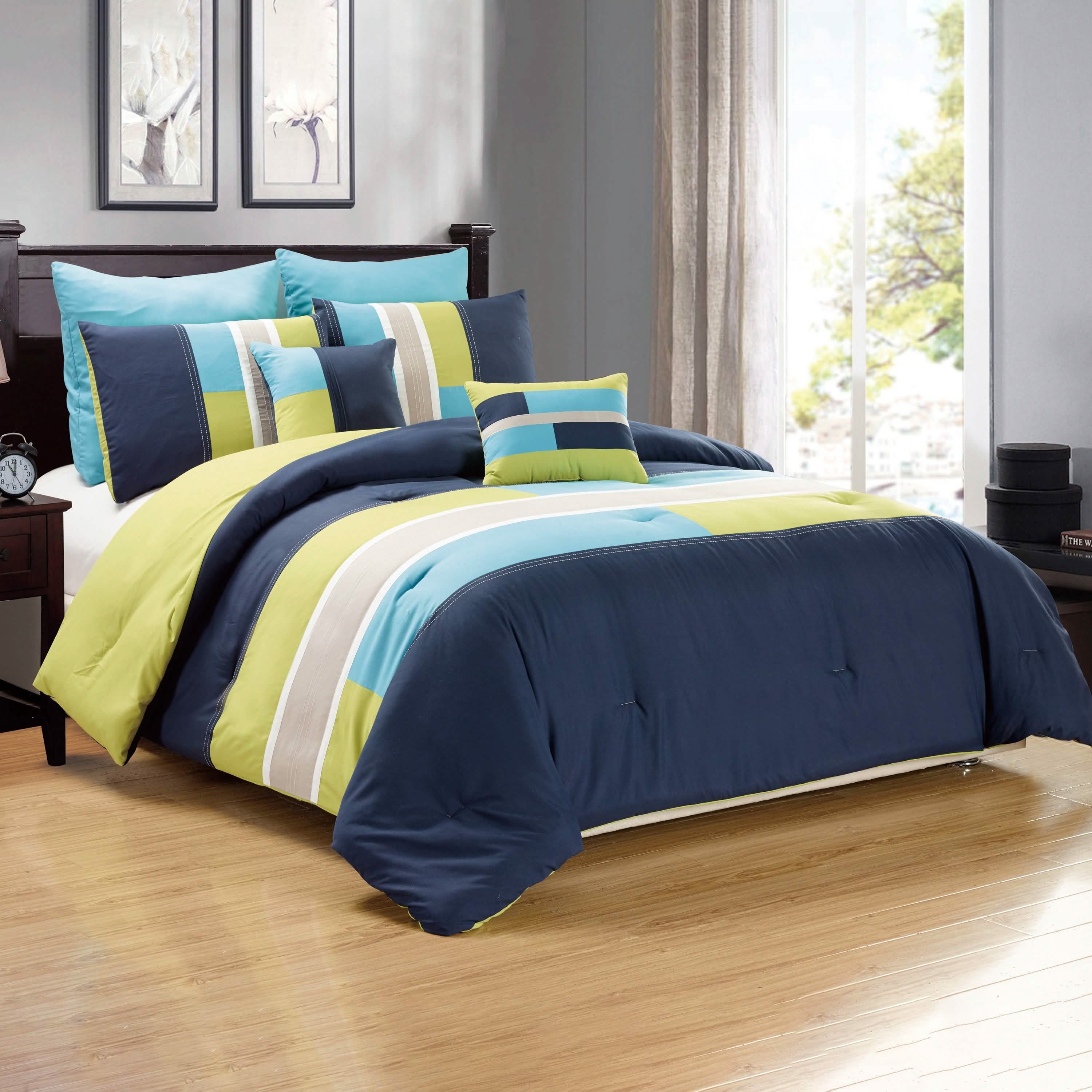 7 pièces : Ensemble de couette Queen de luxe avec bordure