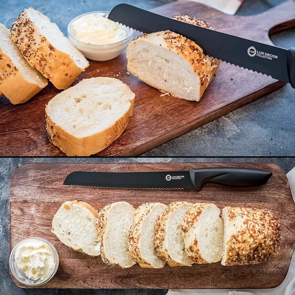 Ensemble de 7 pièces : couteau de chef, couteau à pain, couteau à découper, couteau universel, couteau d'office, couteau à fromage, couteau à pizza