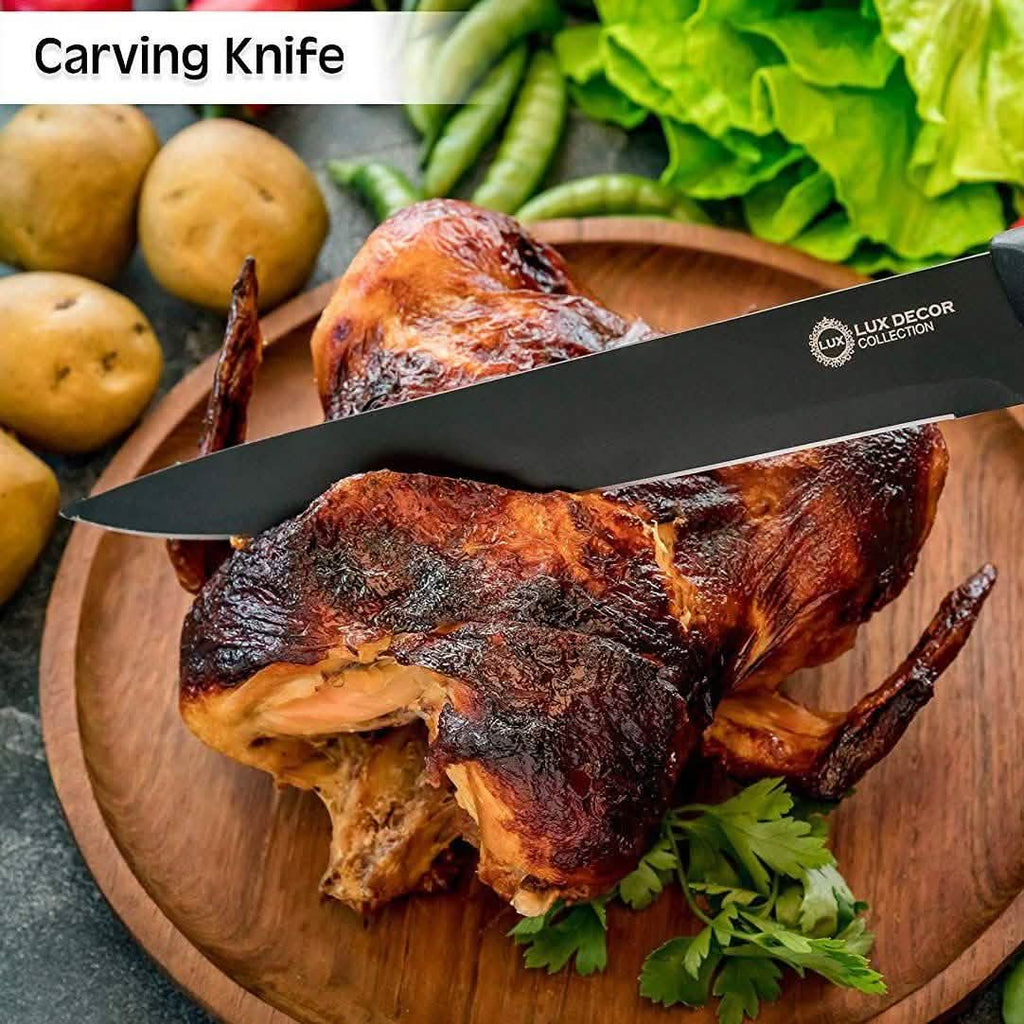 Ensemble de 7 pièces : couteau de chef, couteau à pain, couteau à découper, couteau universel, couteau d'office, couteau à fromage, couteau à pizza