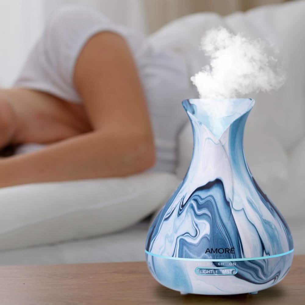 Ensemble de 7 pièces : Diffuseur d'aromathérapie ultrasonique à hydrodipping avec coffret cadeau d'huiles essentielles