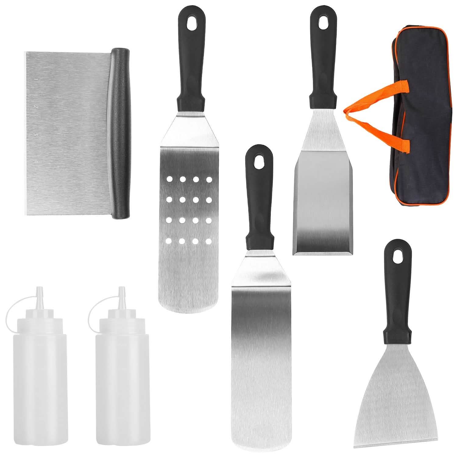 Ensemble de 7 pièces : Ustensiles de barbecue en acier inoxydable