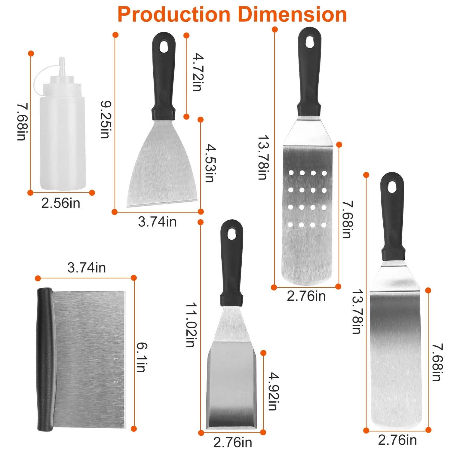 Ensemble de 7 pièces : Ustensiles de barbecue en acier inoxydable