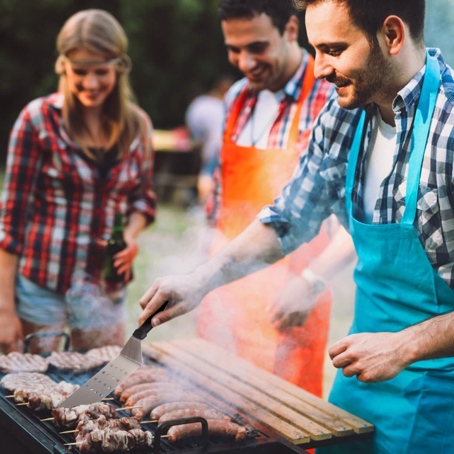 Ensemble de 7 pièces : Ustensiles de barbecue en acier inoxydable
