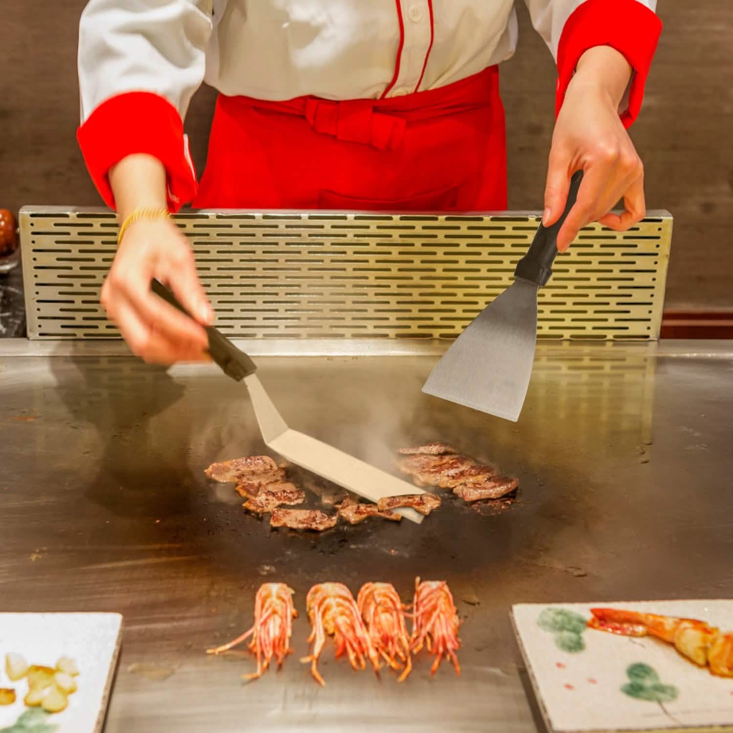 Ensemble de 7 pièces : Ustensiles de barbecue en acier inoxydable