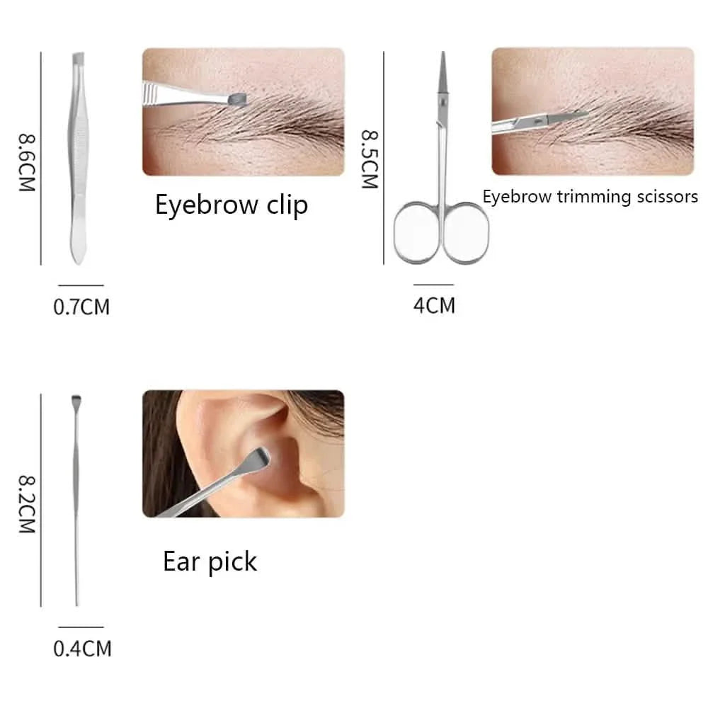 Ensemble de 7 pièces : Kit d'outils portable en acier inoxydable pour coupe-ongles