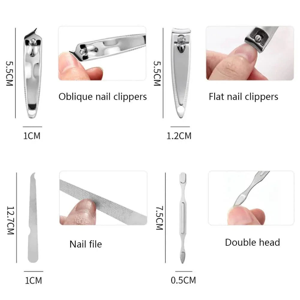 Ensemble de 7 pièces : Kit d'outils portable en acier inoxydable pour coupe-ongles