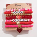 7 pièces : Bracelets avec pendentifs de cœurs d'amour mignons et tendance