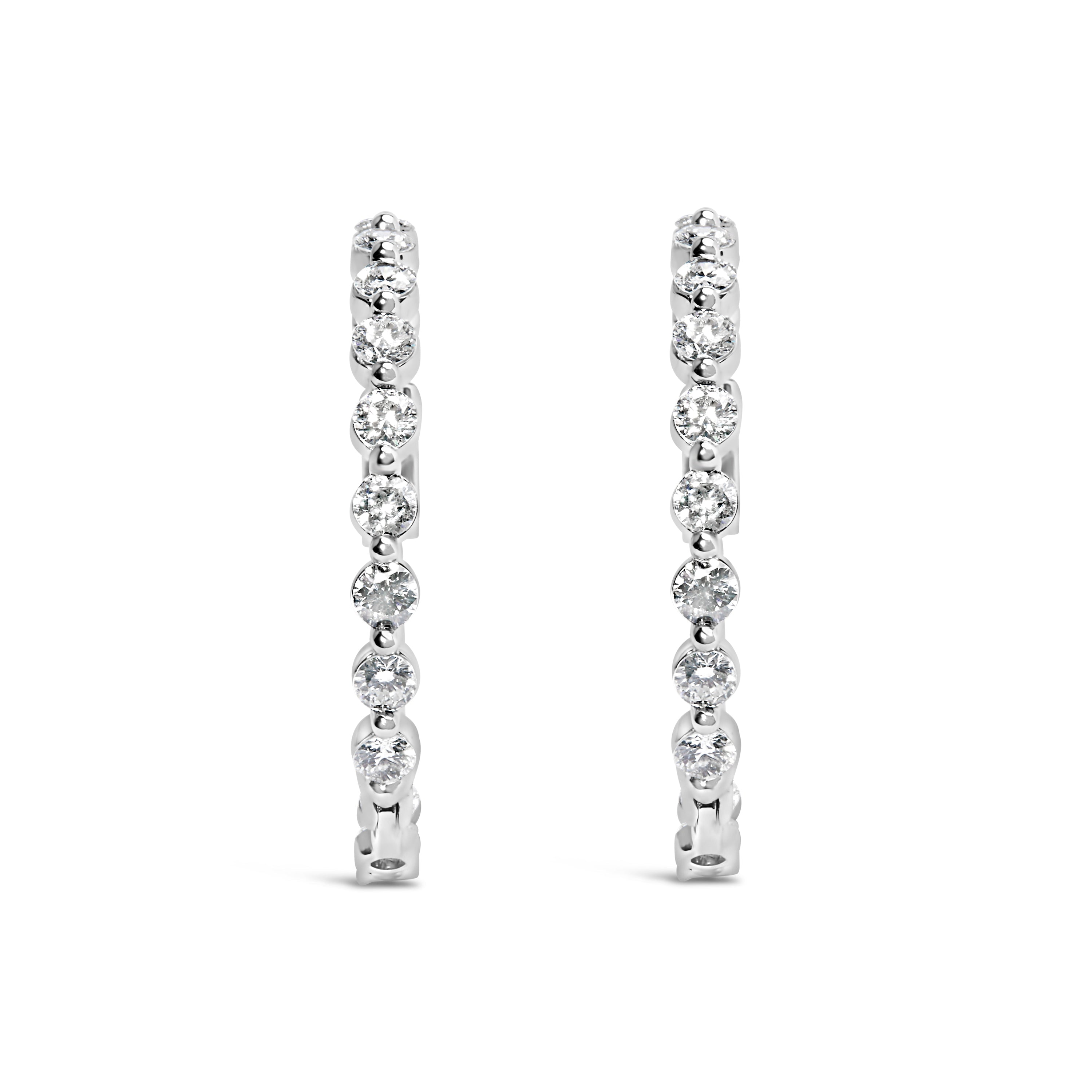 14K White Gold 5.00 Cttw Lab Grown Diamond Inside-Out Hoop Earring
