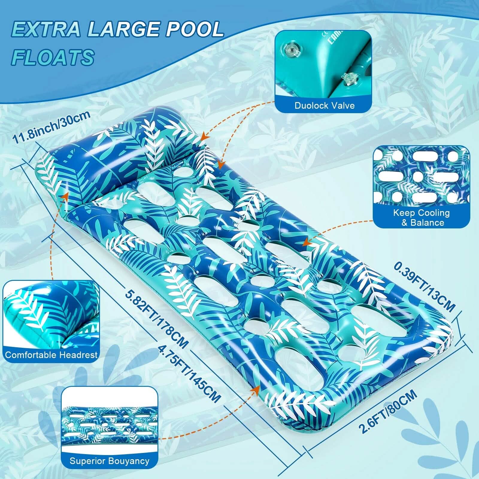 Piscine gonflable de 178 cm x 76 cm avec appui-tête