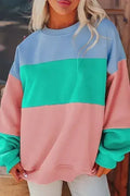 Sweat-shirt Blossom Patchwork Colorblock à épaules tombantes