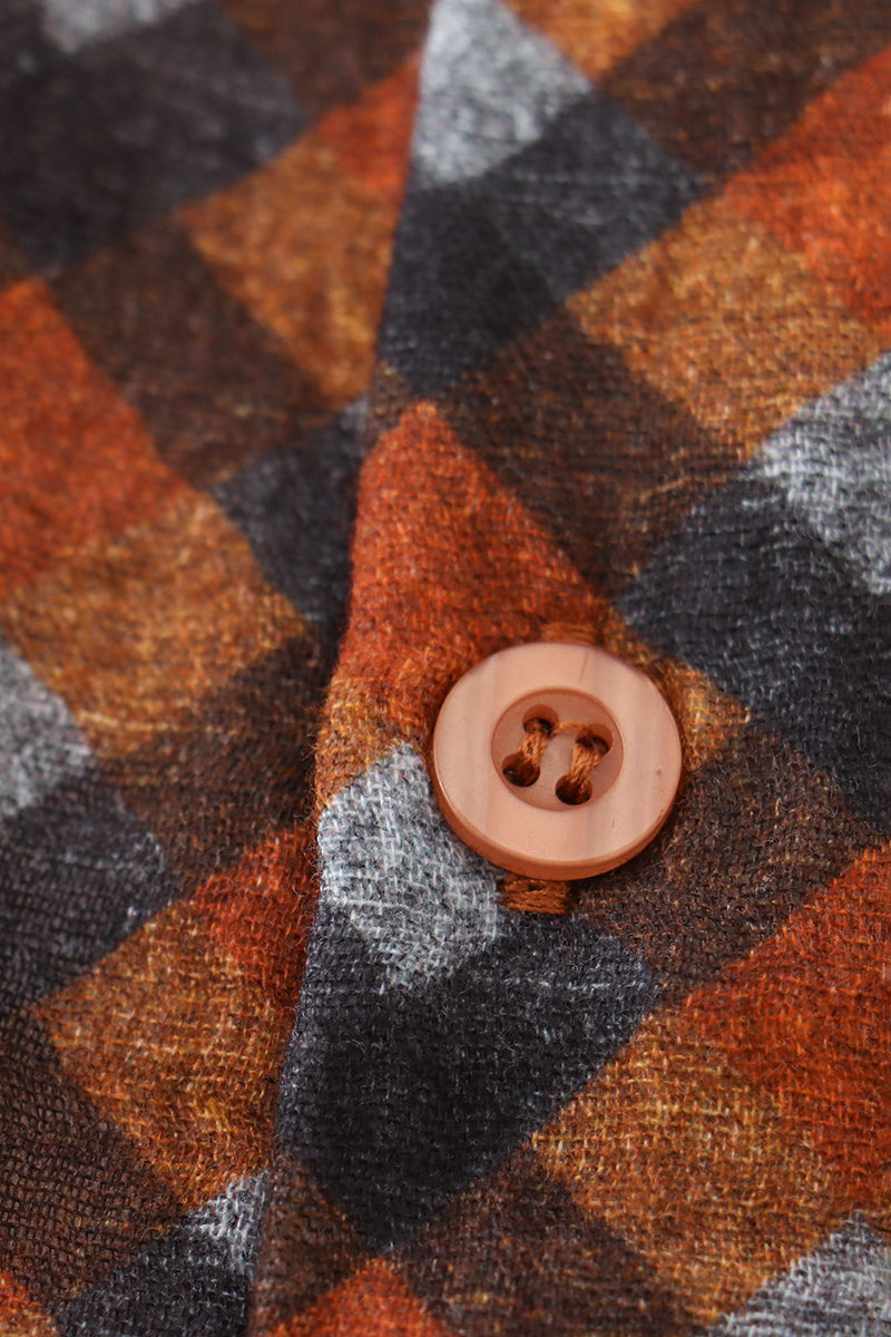 Chemise en mousseline à carreaux marron haut de gamme avec boutons