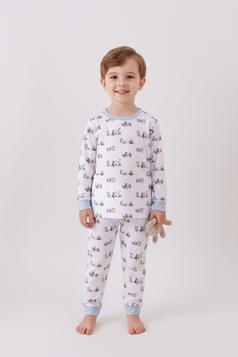 Ensemble de pyjama en bambou de qualité supérieure avec imprimé de personnages