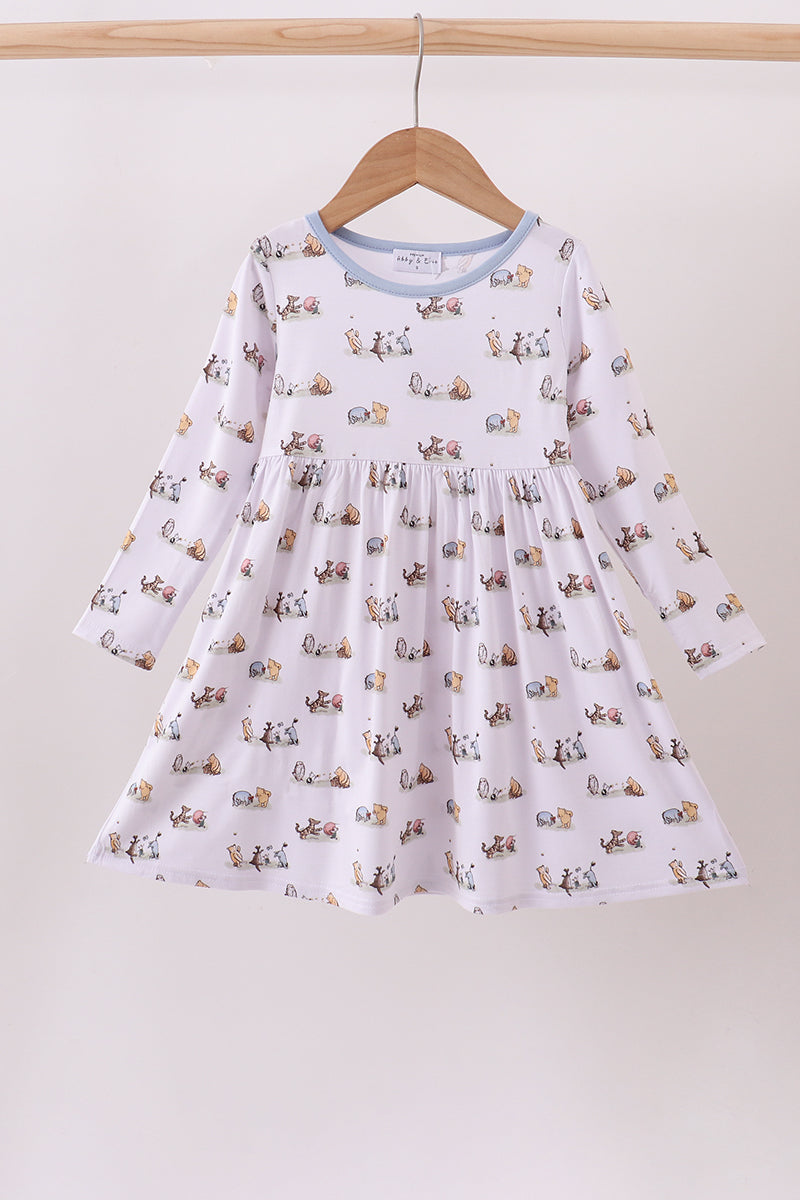 Robe premium en bambou à imprimé personnage bleu