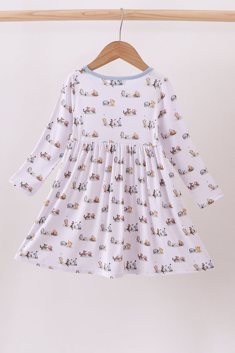 Robe premium en bambou à imprimé personnage bleu
