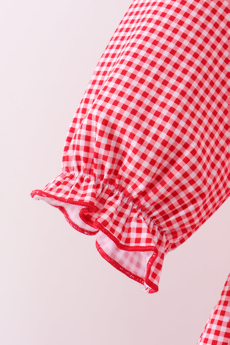 Ensemble pantalon à volants brodé bouledogue de Géorgie rouge premium
