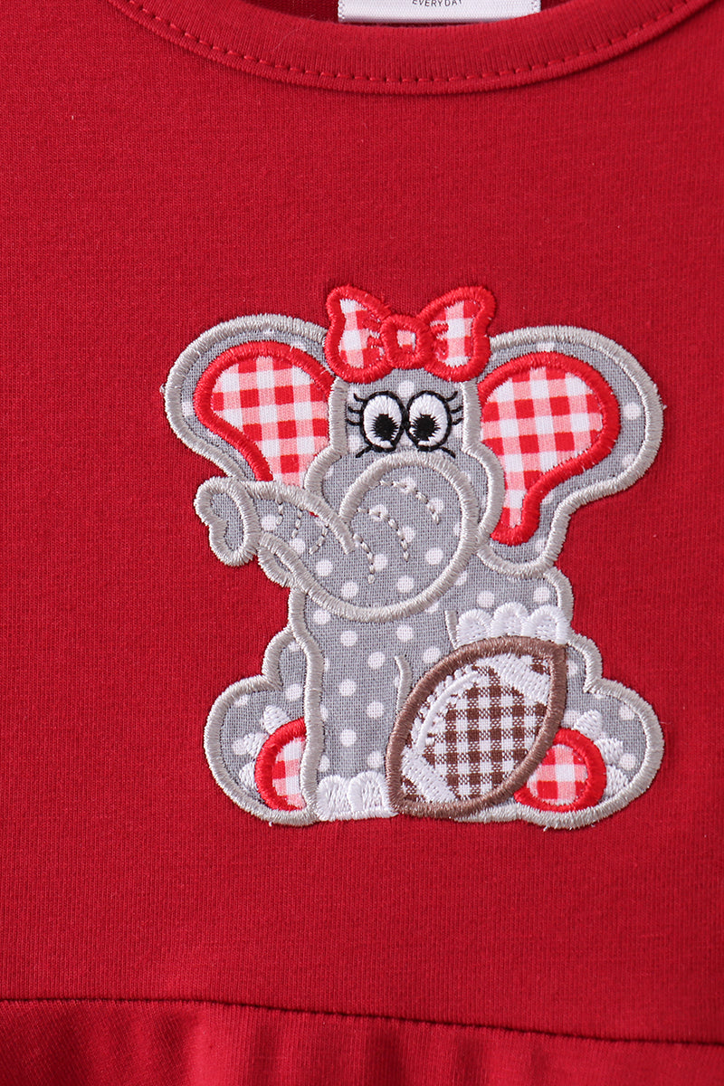 Robe rouge haut de gamme avec applique éléphant d'Alabama