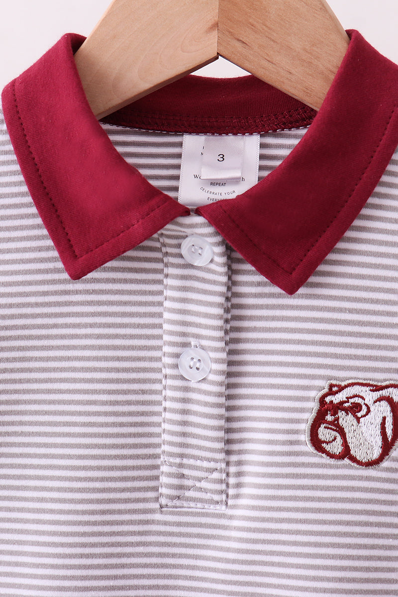 Ensemble pantalon brodé bouledogue à rayures Mississippi bordeaux de qualité supérieure