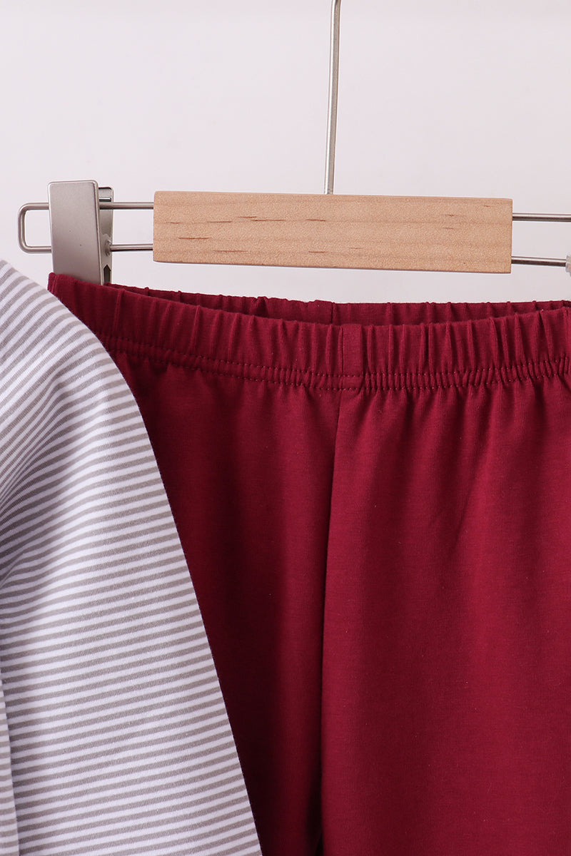 Ensemble pantalon brodé bouledogue à rayures Mississippi bordeaux de qualité supérieure