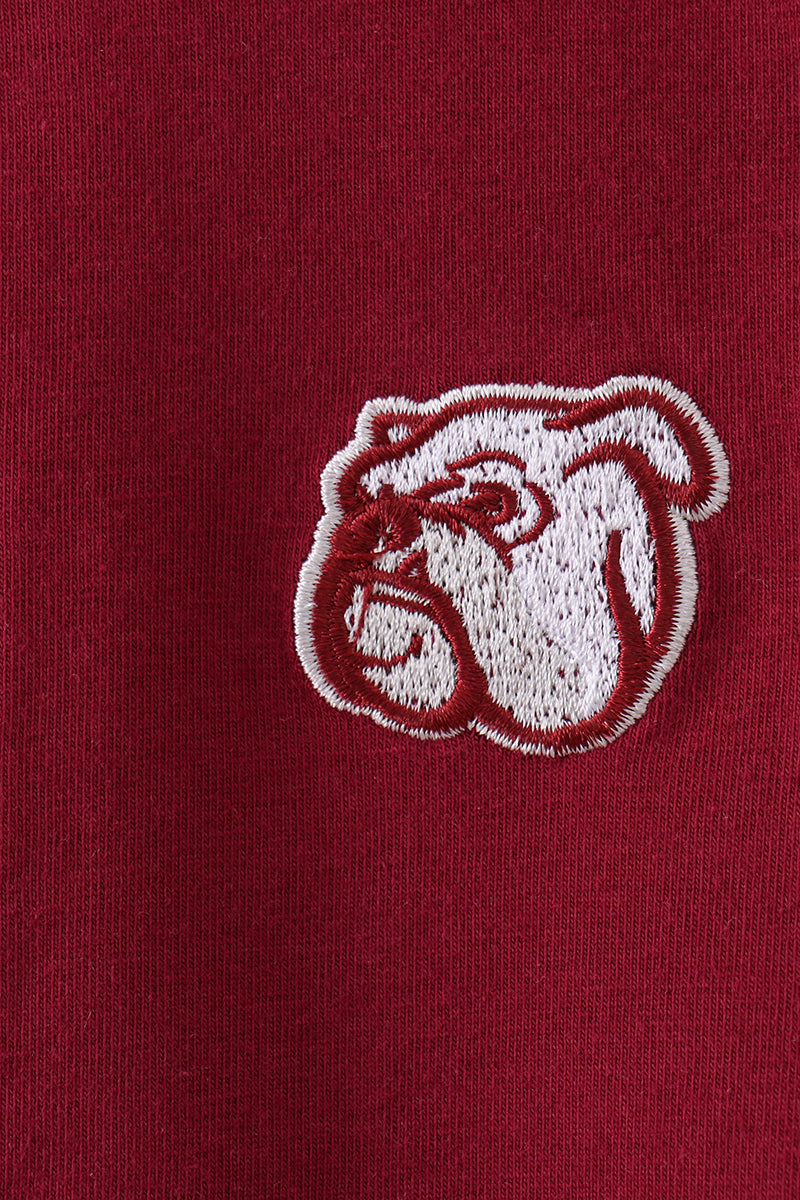 Gilet brodé Premium bordeaux motif bouledogue de Géorgie