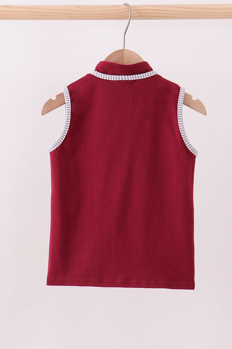 Gilet brodé Premium bordeaux motif bouledogue de Géorgie
