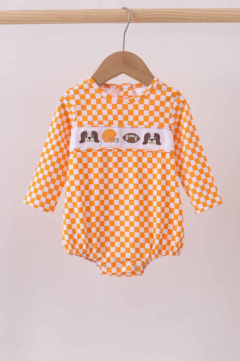 Orange Tennessee chiot nœud broderie à carreaux bulle