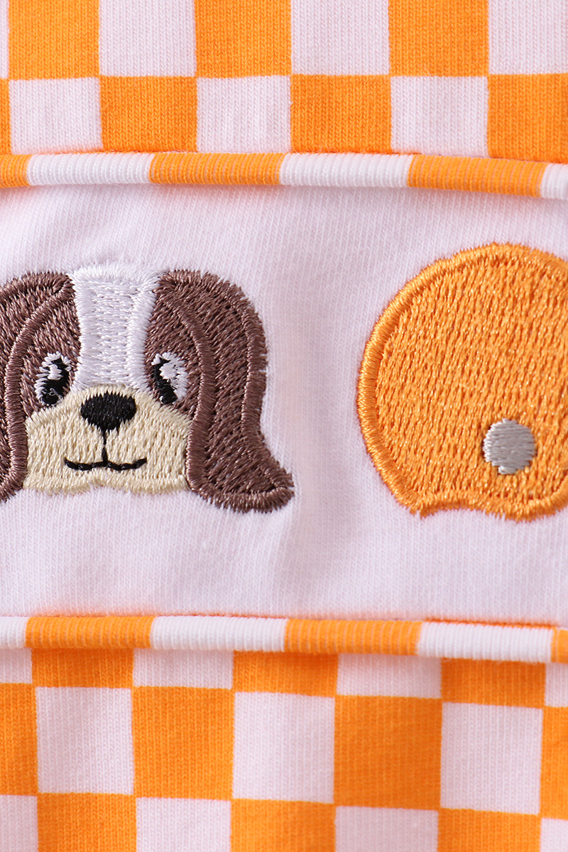Orange Tennessee chiot nœud broderie à carreaux bulle