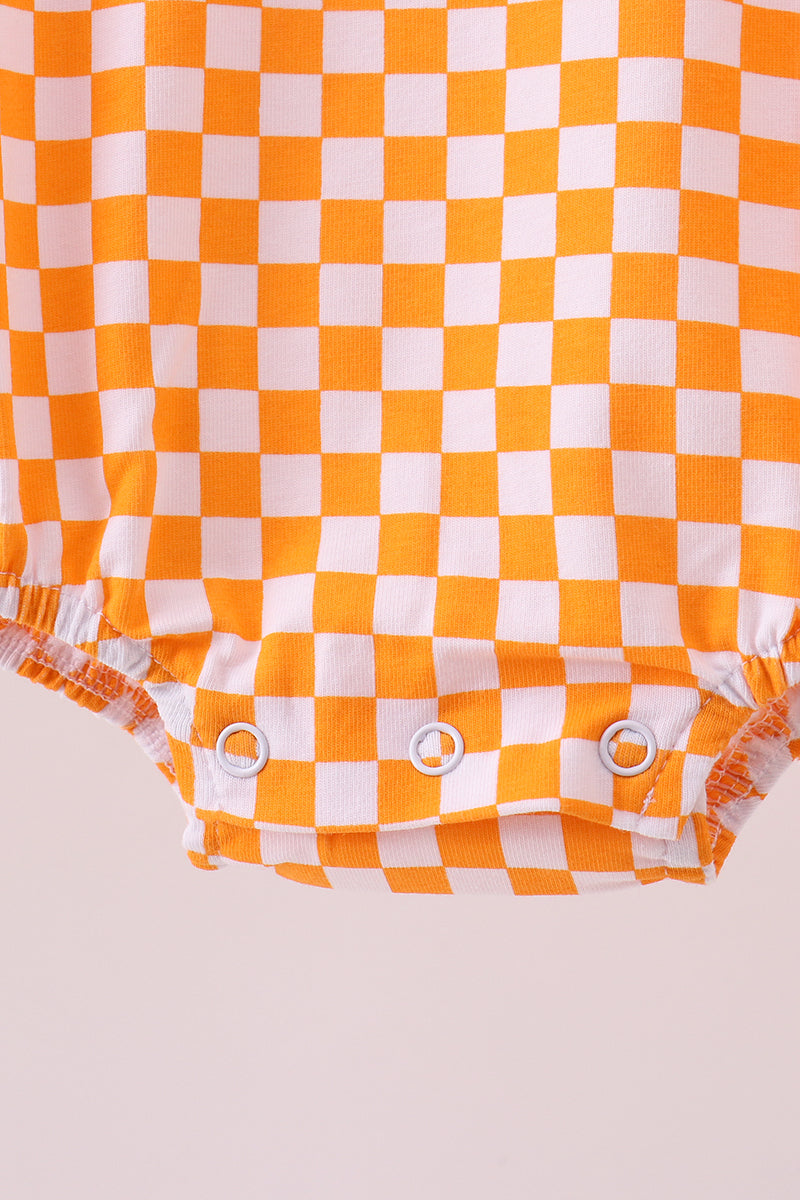 Orange Tennessee chiot nœud broderie à carreaux bulle