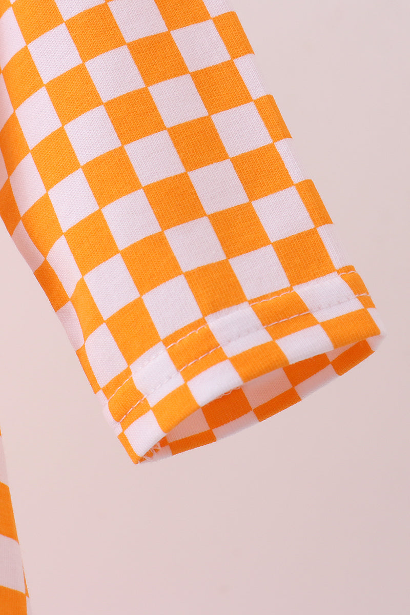 Orange Tennessee chiot nœud broderie à carreaux bulle
